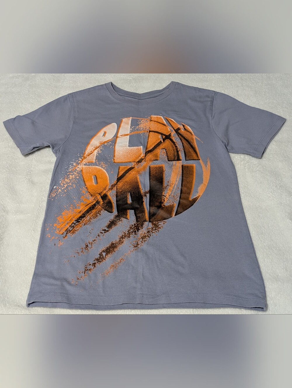 The Children’s Place Boy’s "PLAY BALL" Basketball Graphic Tee (Gray, Size M 7/8)
